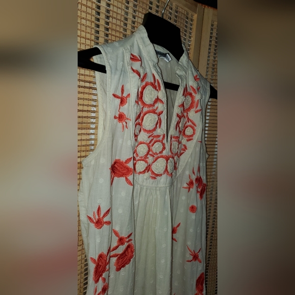 Ivy Jane Coral Flowers Natural 100 Percent Cotton Dress RARE - Picture 2 of 7